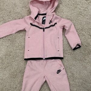 Nike Pink Hoodie and Jogger Set with Black Accents